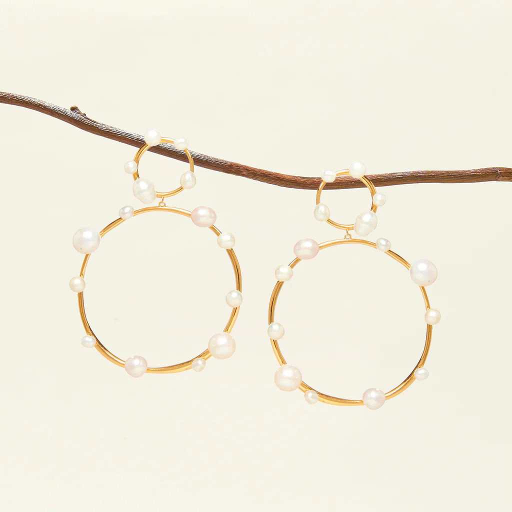 Isla Pearl Drop Earrings White Gold | Mignonne Gavigan