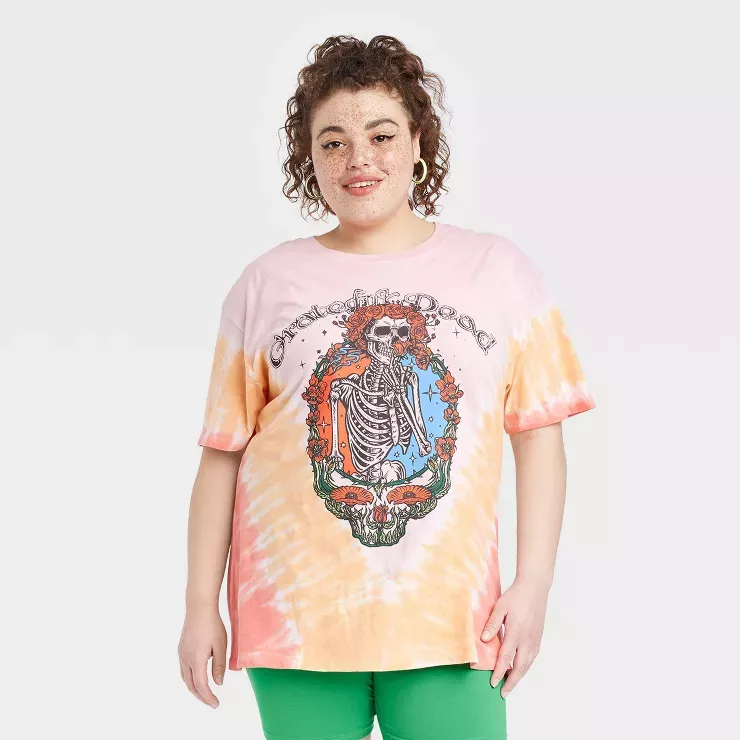 Women's Grateful Dead Short Sleeve Oversized Graphic T-shirt - Tie-dye 2x :  Target