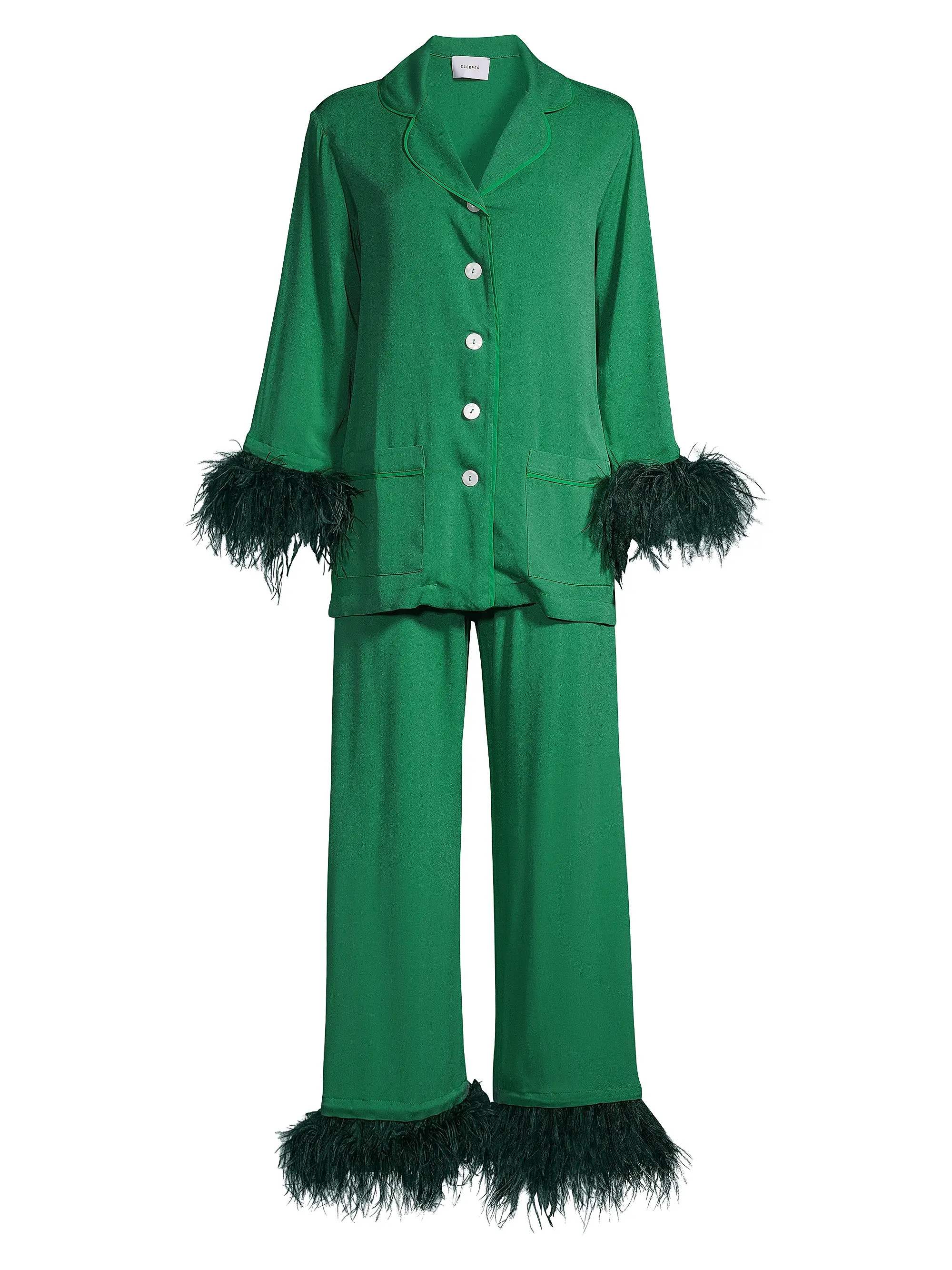 Party Feather-Embellished Pajama Set | Saks Fifth Avenue