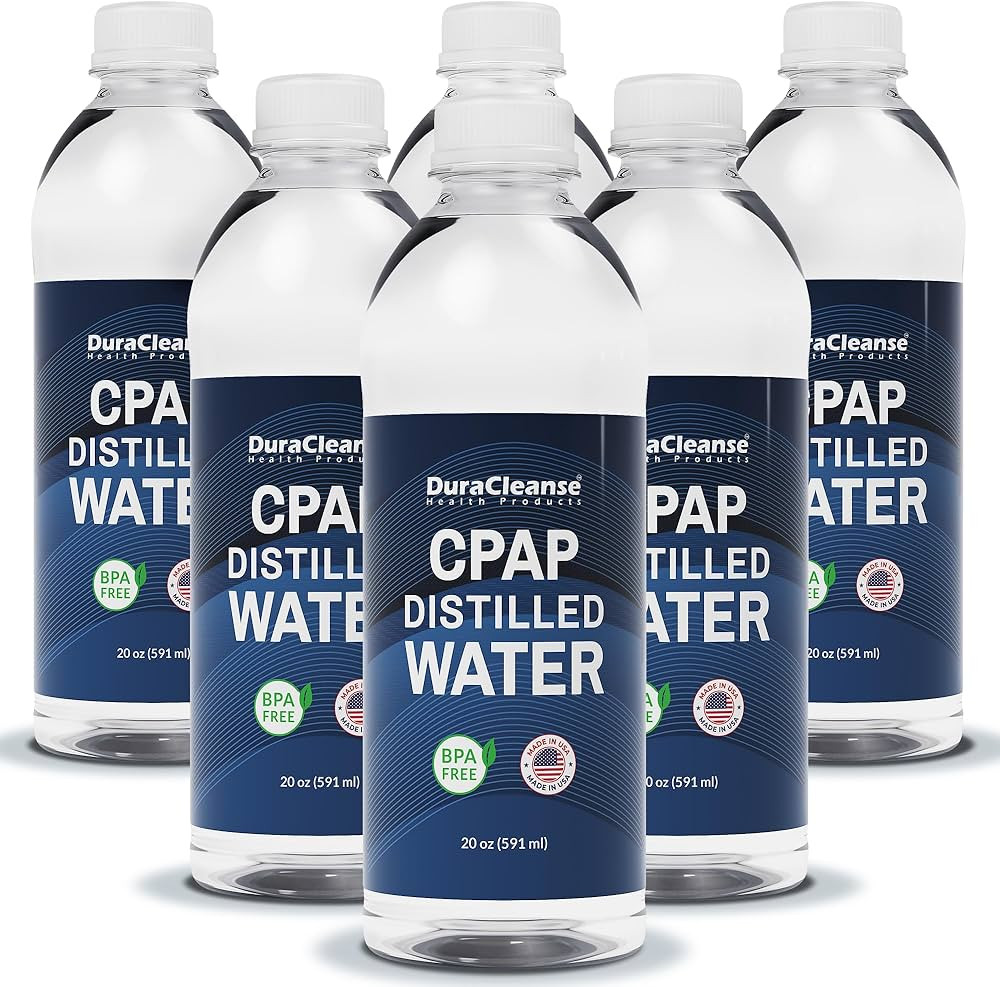 Dura Cleanse Distilled Water for CPAP Machines 6 Pack (20 oz Each) Travel Size Bottles for Resmed... | Amazon (US)