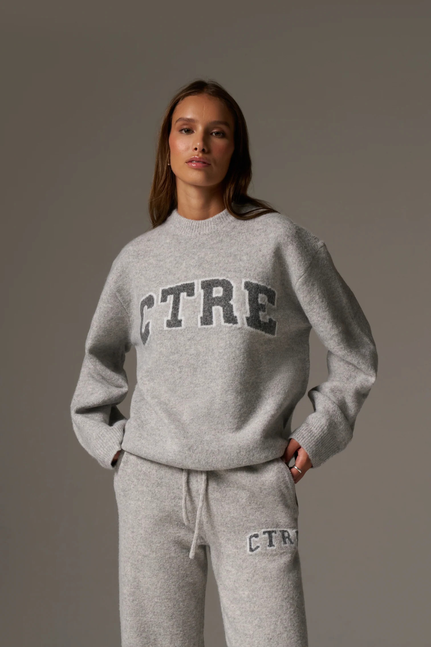 CTRE KNITTED SWEATSHIRT - GREY MARL | The Couture Club