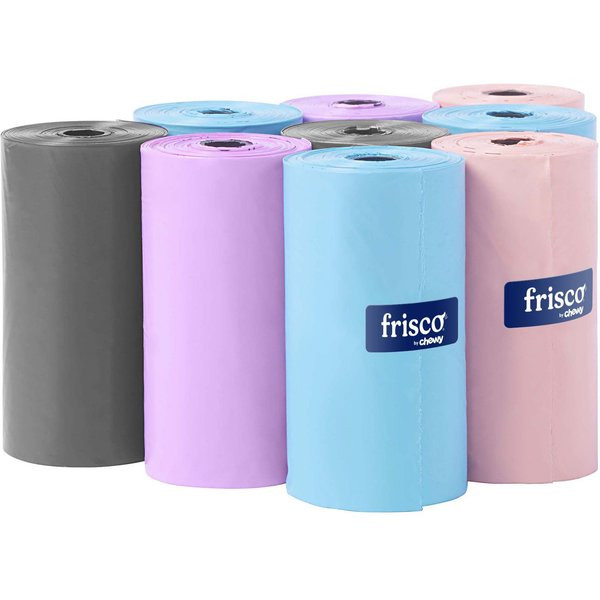 Frisco Dog Poop Bag Solid Assortment in Teal Blue, Violet, Gray, & Coral | Chewy.com
