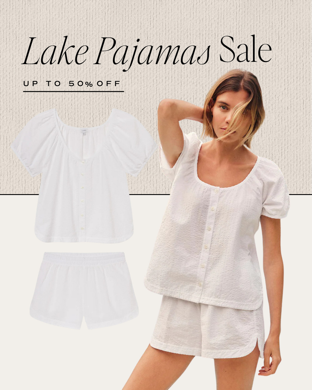 Get up to 50% off at Lake Pajamas right now! They have so many cute sets for errands, lounging and everyday wear. Love this white set so much! 

 #LTKmomlife #LTKSeasonal #LTKSaleAlert