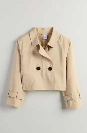 Nordstrom Kids' Crop Trench in Tan Sand Dollar at Nordstrom Rack, Size L (10-12) | Nordstrom Rack