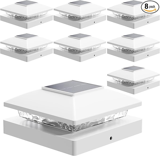 Solar Post Cap Lights Outdoor 8pack, White Waterproof Solar Powered Deck Fence Post Lights Fit 4x... | Amazon (US)