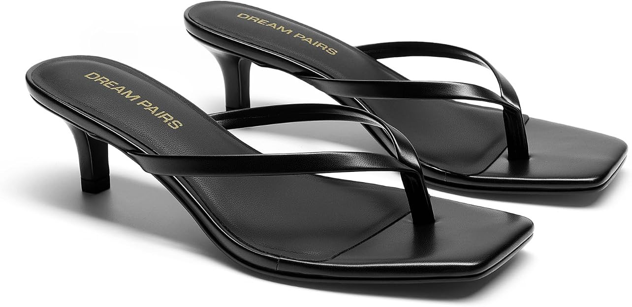 DREAM PAIRS Women's Flip Flop Kitten Heel Sandal | Amazon (US)