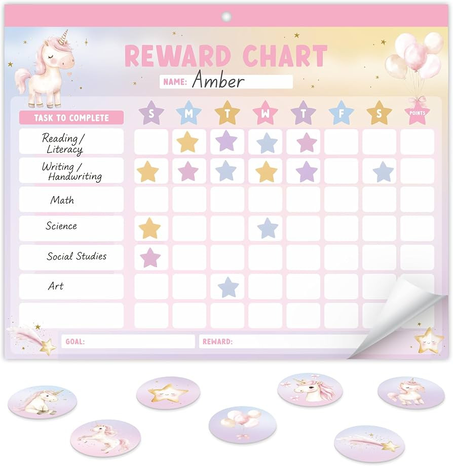 Fun Magnetic Reward Chart for Kids at Home – Motivational Easy to Use Chore Chart w Stickers En... | Amazon (US)