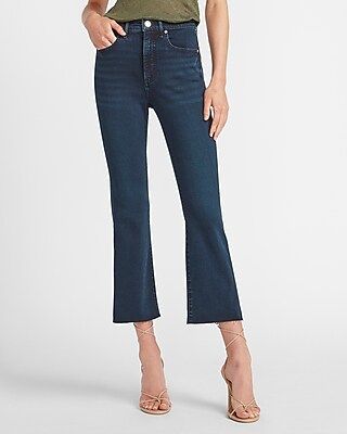 High Waisted Raw Hem Cropped Flare Jeans | Express