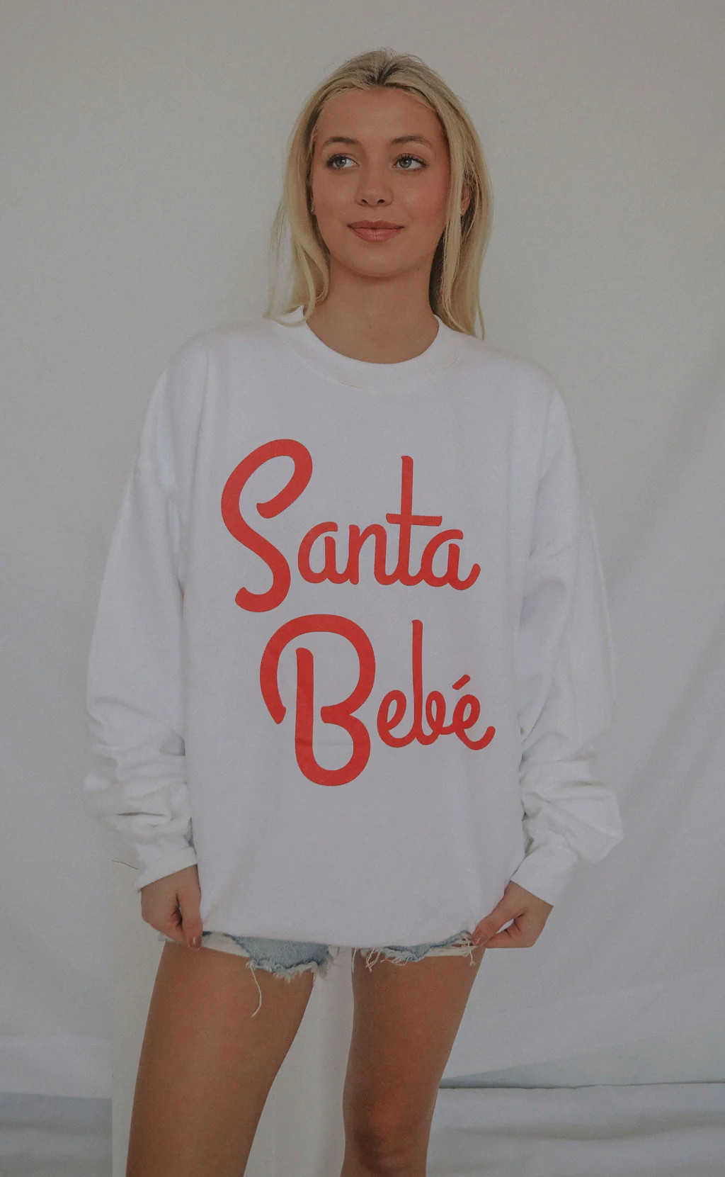 friday + saturday: santa bebe sweatshirt - white | RIFFRAFF