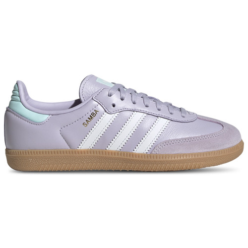 Girls adidas Originals adidas Originals Samba - Girls' Grade School Soccer Shoe Silver Dawn/Crystal White/Semi Flash Aqua Size 05.5 | Kids Foot Locker (US)