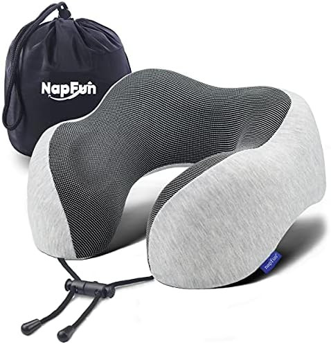 NAPFUN Neck Pillow for Traveling, Upgraded Travel Neck Pillow for Airplane 100% Pure Memory Foam ... | Amazon (US)