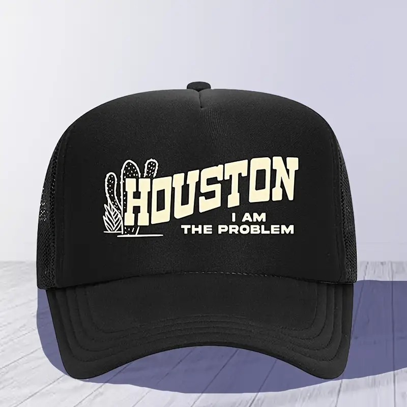 Cool Hippie Curved Brim Baseball Cap Houston I Am The Problem Print Trucker Hat Snapback Hat For ... | Temu Affiliate Program
