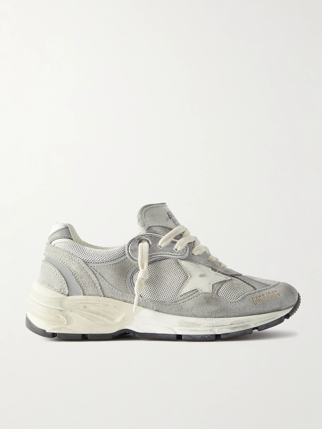 Golden Goose - Dad-star Distressed Leather-trimmed Mesh And Suede Sneakers - Gray | NET-A-PORTER (US)