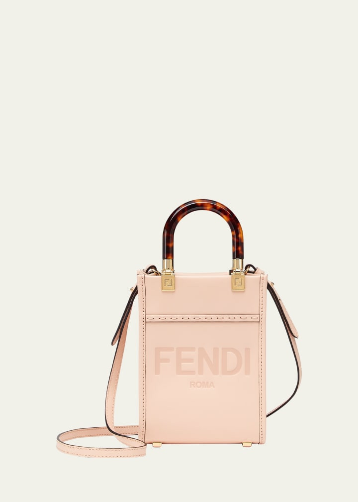 Fendi Sunshine Mini Calfskin Logo Shopper Tote Bag | Bergdorf Goodman