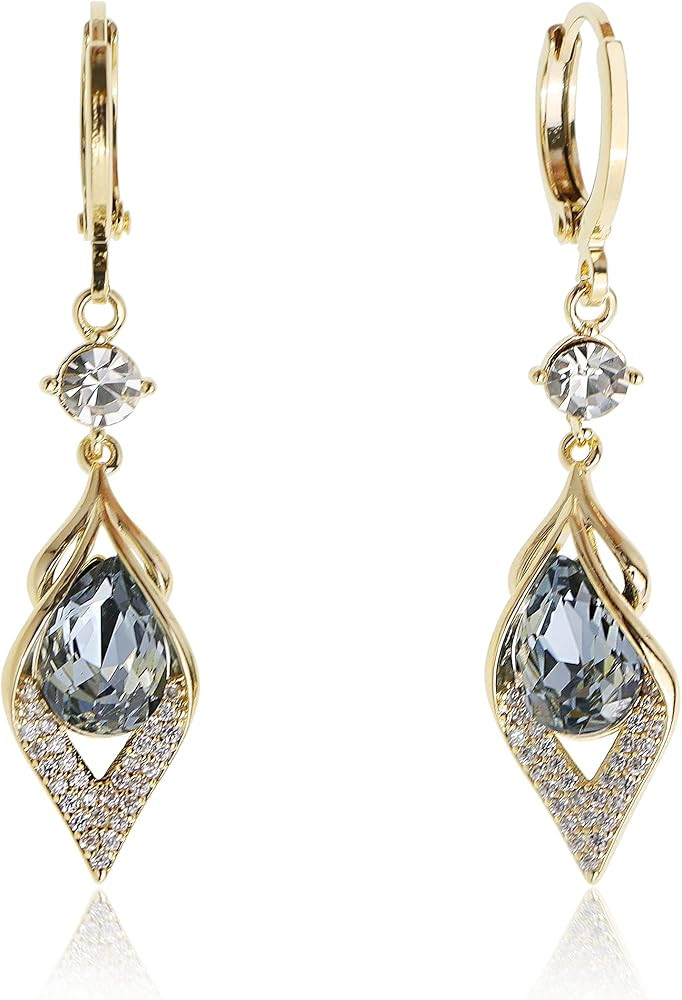 Sonateomber Gold Silver Small Hoop Dangle Earrings for Women, Trendy Dainty Rhinestone CZ Danglin... | Amazon (US)