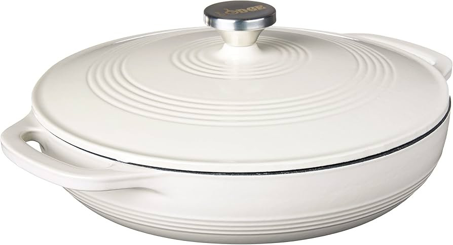 Lodge 3.6 Quart Enameled Cast Iron Oval Casserole With Lid– Dual Handles – Oven Safe up to 50... | Amazon (US)