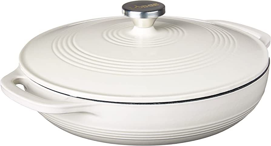 Lodge 3.6 Quart Enameled Cast Iron Oval Casserole With Lid– Dual Handles – Oven Safe up to 50... | Amazon (US)