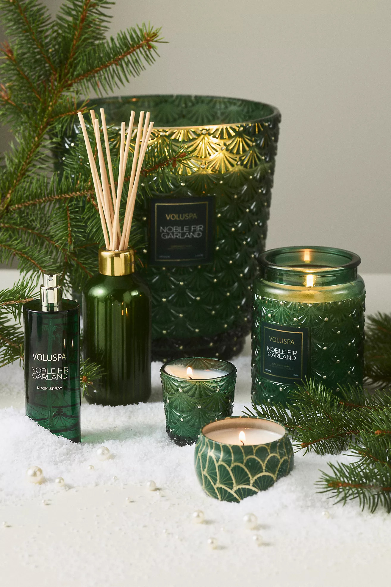 Voluspa Woody Noble Fir Garland Room Spray | Anthropologie (US)