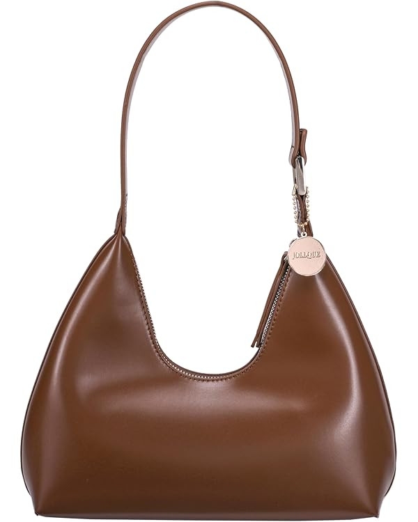 JOLLQUE Shoulder Bag for Women, Small Leather Handbag Purse,Unique Trendy Zipper Hobo Bag | Amazon (US)