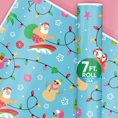 Big Dot of Happiness Tropical Christmas Wrapping Paper, Holiday Gift Wrapping Paper Roll, Hawaiian Beach Santa Gift Wrapping, 24 in x 7 feet, 1 Roll | Target