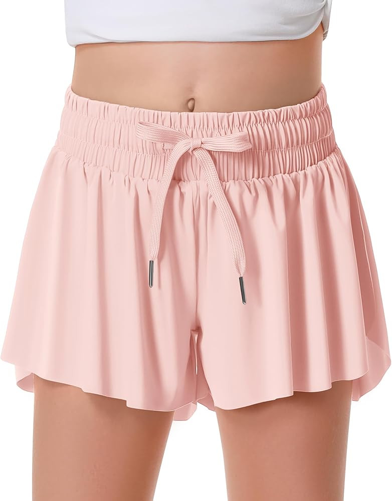 Girls Flowy Shorts Butterfly Shorts for Kids with Pocket 2-in-1 Athletic Shorts Running Shorts fo... | Amazon (US)