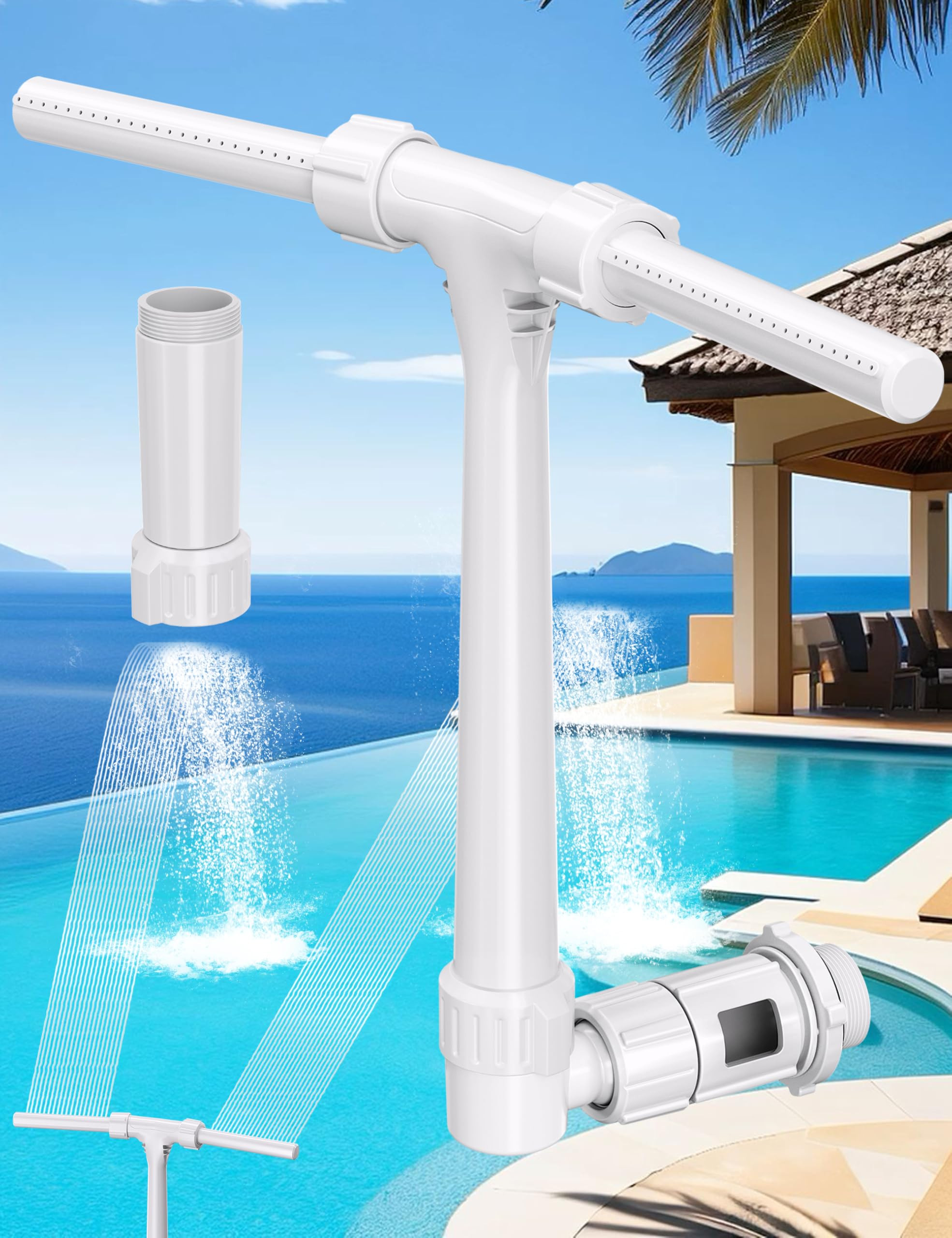 Pool Fountain for Above and In-Ground Pools, 360° Adjustable Pool Waterfall with Dual Spray Spri... | Amazon (US)