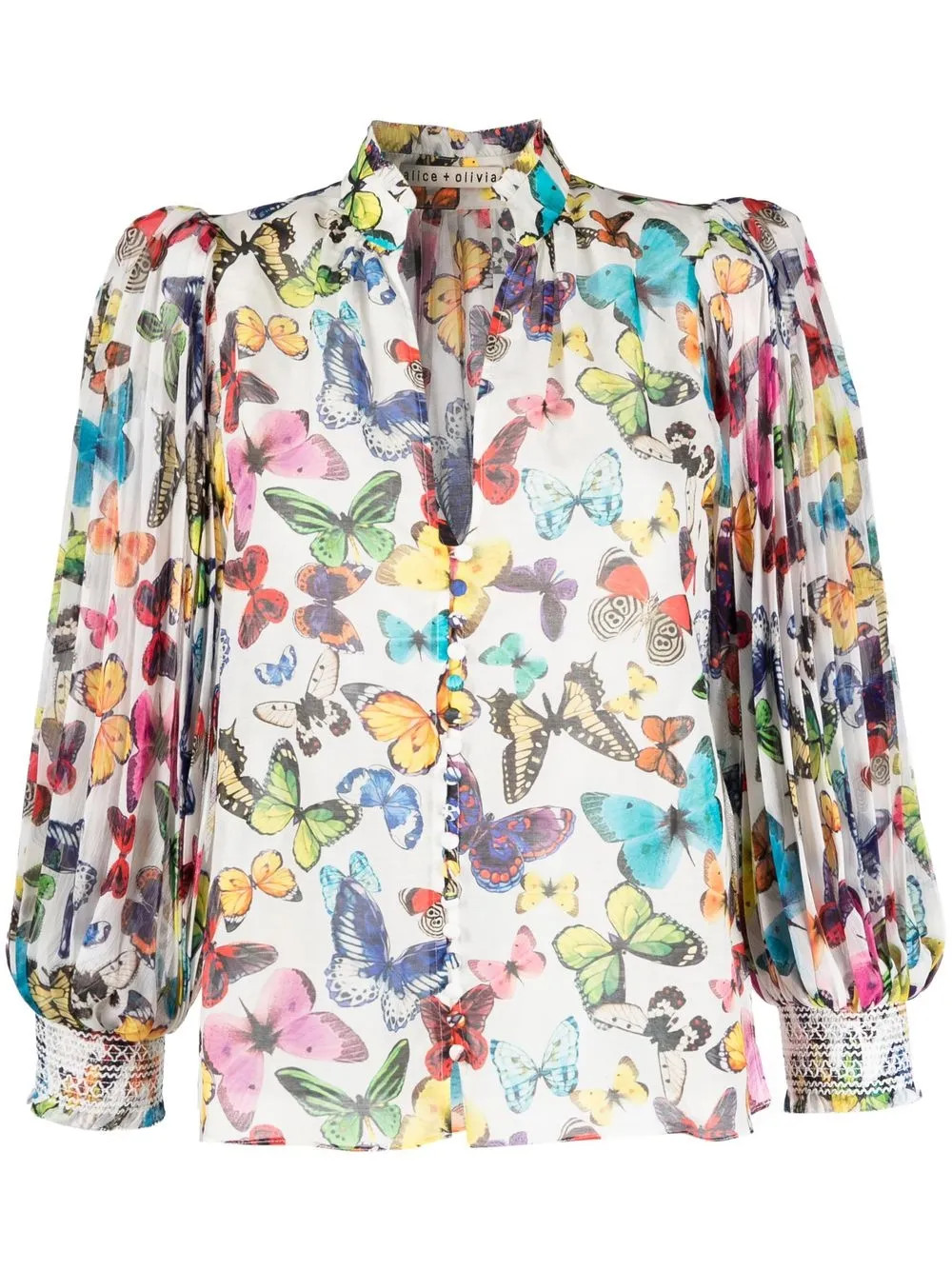 butterfly-print long-sleeved blouse | Farfetch Global