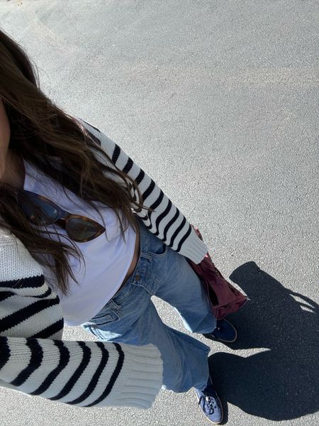 Everyday outfit. Barrel jeans. Striped sweater. Best white tee  

#LTKshoecrush #LTKSeasonal #LTKstyletip