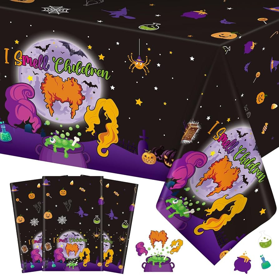 3 Pack Halloween Hocus Pocus Tablecloth, I Smell Children Halloween Table Cloth Witch Disposable ... | Amazon (US)