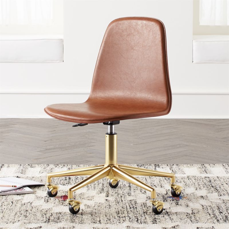 Kids Class Act Brown and Gold Desk Chair + Reviews | Crate and Barrel | Crate & Barrel