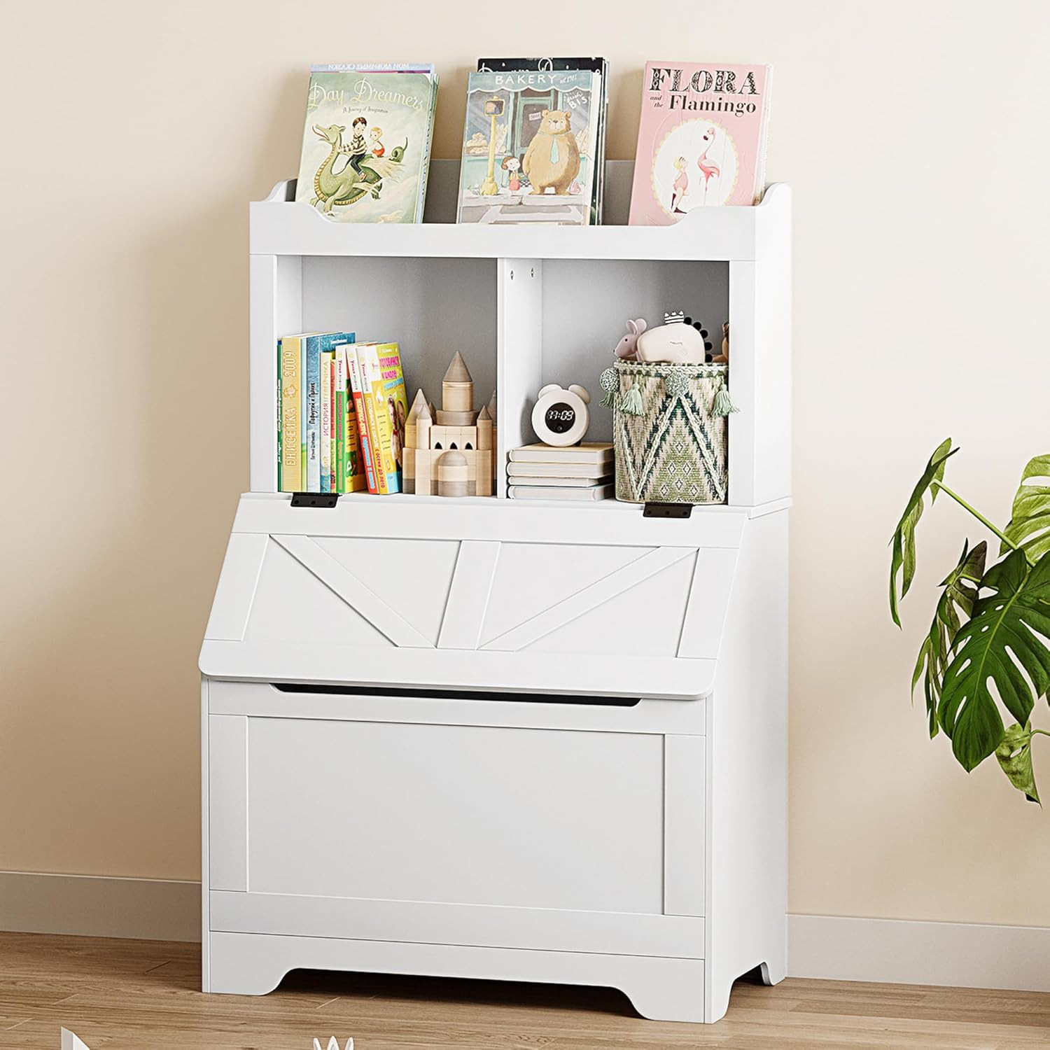 Garvee Spacious 3 tier Wooden Kids Bookcase and Toy Storage Organizer with Flip Top Lid Versatile Design for Playroom Bedroom Nursery and | Lowe's