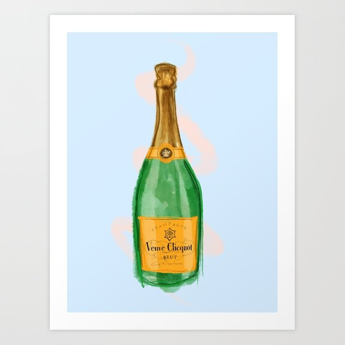 Champagne Bottle Art Print | Society6