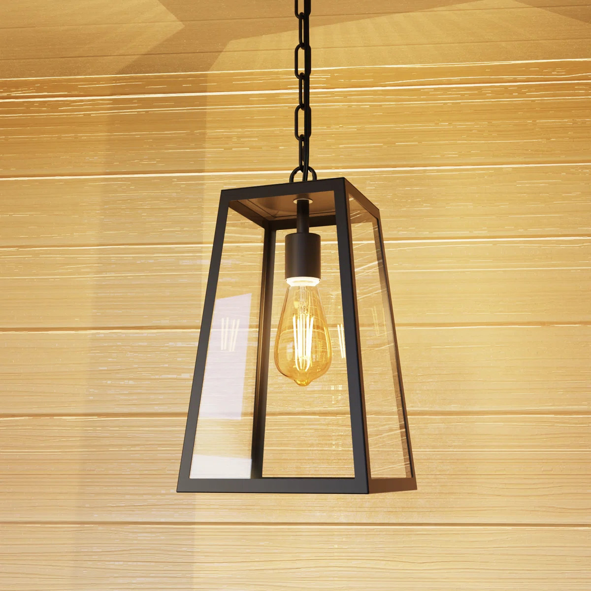 Modern Outdoor Hanging Lantern,14.2" Black Outdoor Pendant Lantern with Adjustable Long Chain,Wat... | Wayfair North America