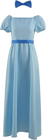 Womens Peter Pan Costume Wendy Blue Dress Long Skirt Belt Halloween Uniform | Amazon (US)