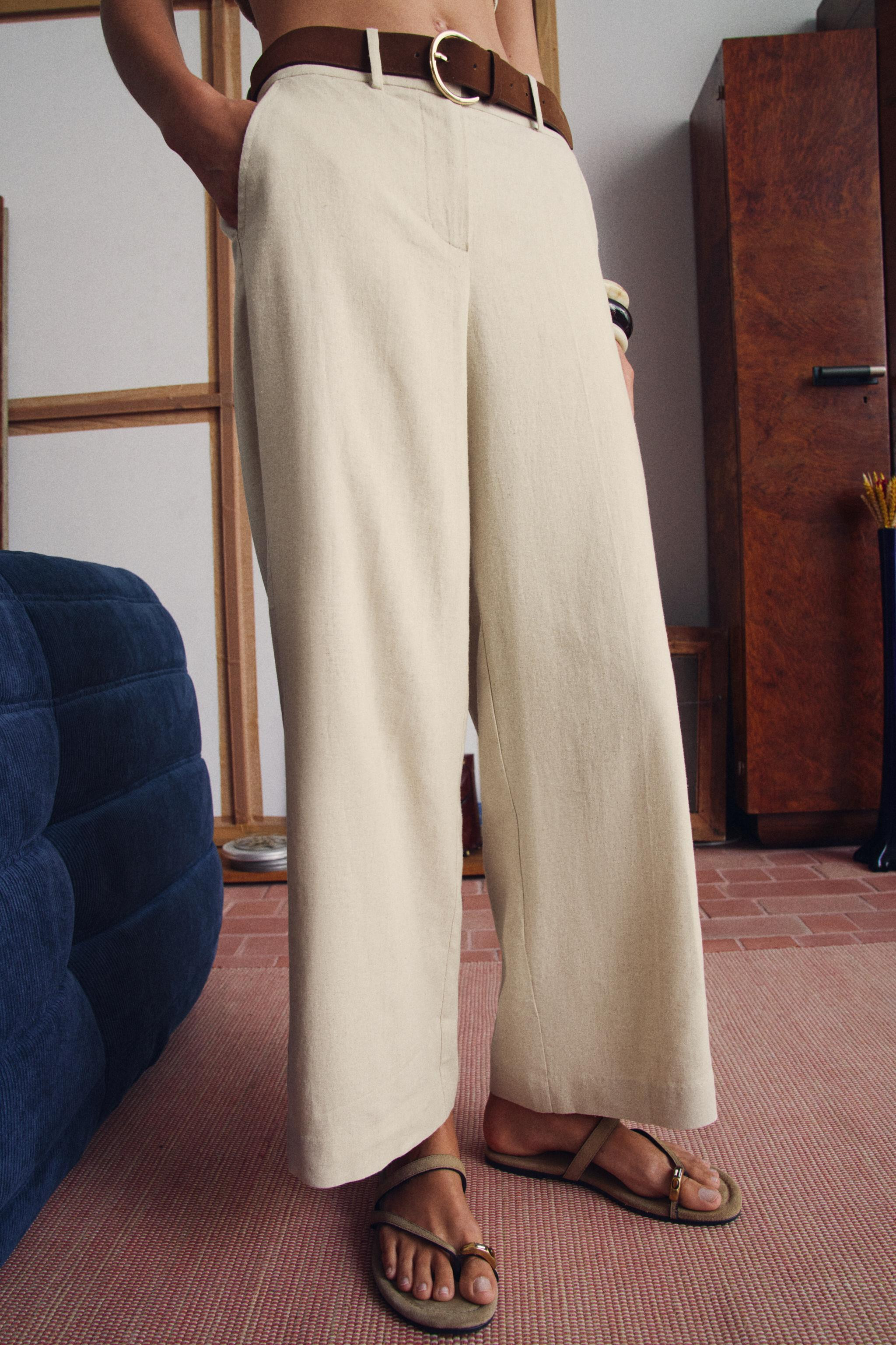 LINEN BLEND CULOTTES WITH BELT | Zara UK
