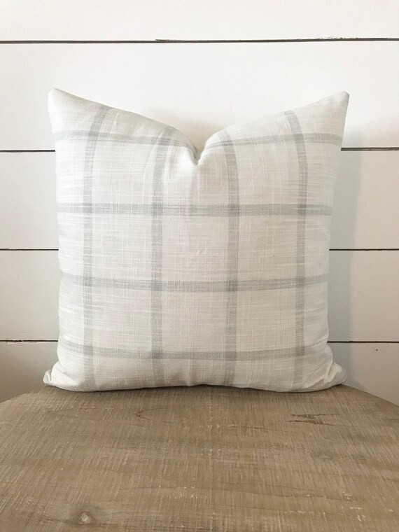 Gray Windowpane Pillow Grey Plaid Pillow Farmhouse Pillow | Etsy | Etsy (US)