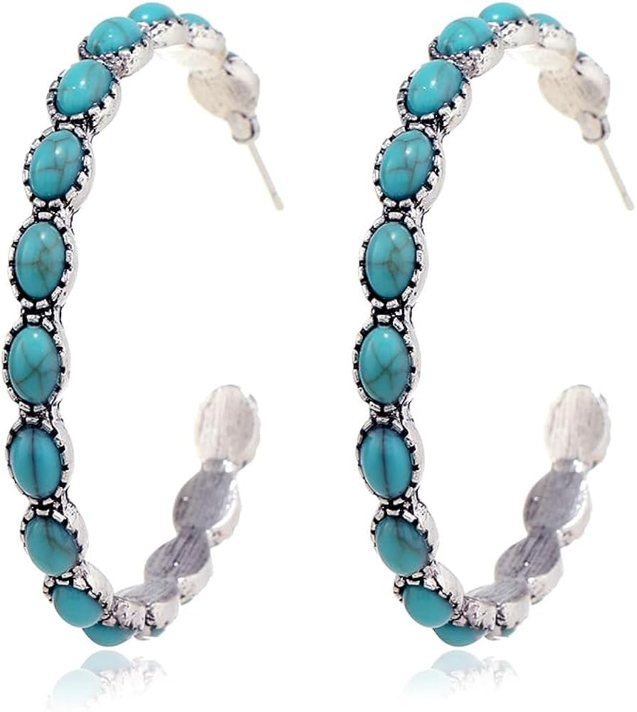 Turquoise Bohemian Dangle Earrings for Women, Turquoise Dainty Teardrop Drop Earrings Boho Hoop H... | Amazon (US)
