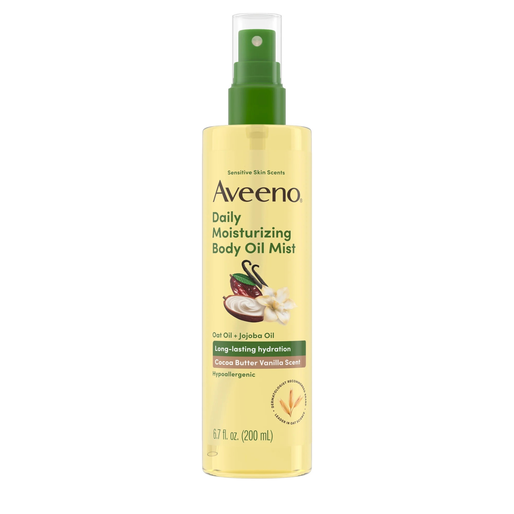 Aveeno Daily Moisturizing Body Oil Mist, Cocoa Butter Vanilla Scent, 6.7 fl. oz | Walmart (US)