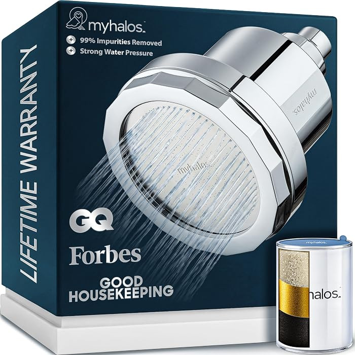 MyHalos\u00ae Filtered Shower Head, Shower Head Filter for Hard Water (Chrome) | Amazon (US)