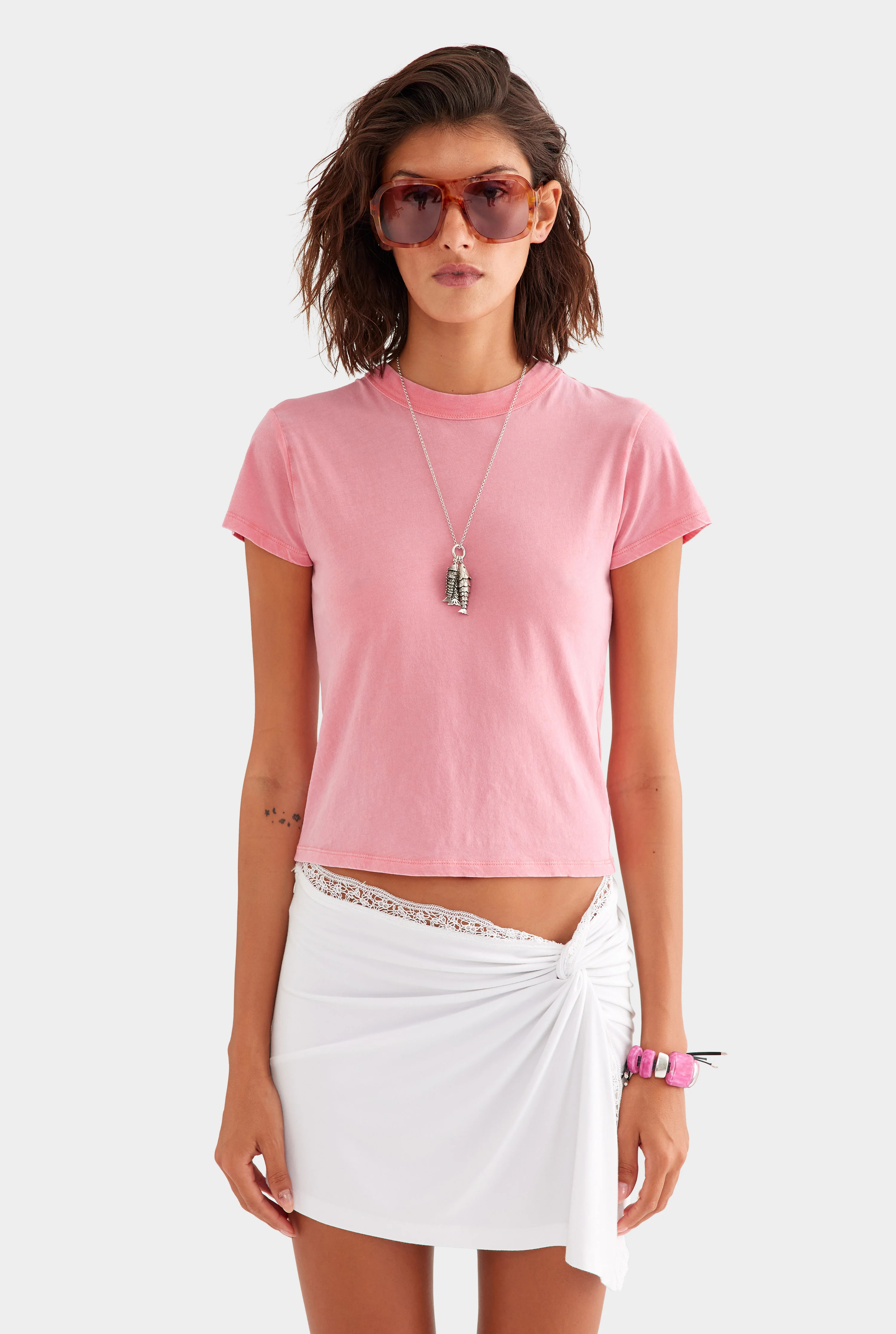 Lightweight Cotton Baby Tee in Pigment Dyed Pink | Venroy | Venroy AU