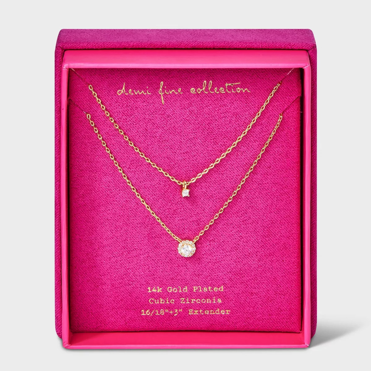 14K Gold Plated Cubic Zirconia Bezel Halo Multi-Strand Necklace - A New Day™ Gold | Target