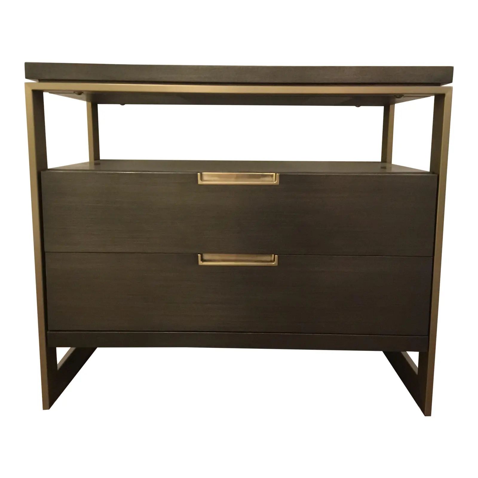 Belle Meade Signature Modern Espresso and Brass Finished Hawkins Nightstand | Chairish