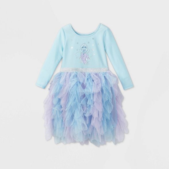 Toddler Girls' Frozen Elsa Long Sleeve Tutu Dress - Blue | Target