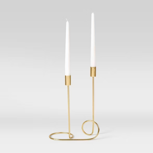 12" x 8.5" Iron Taper Candle Holder Gold - Project 62™ | Target