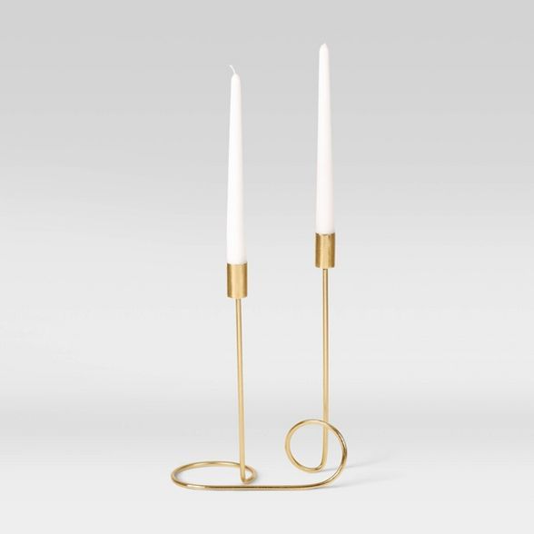 12" x 8.5" Iron Taper Candle Holder Gold - Project 62™ | Target