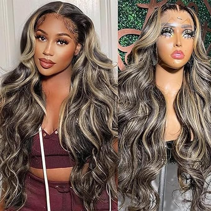 Lemoda 13x4 SKINLIKE Real HD Lace Frontal Wig 180 Density Highlight Ombre Lace Front Wig Human Ha... | Amazon (US)
