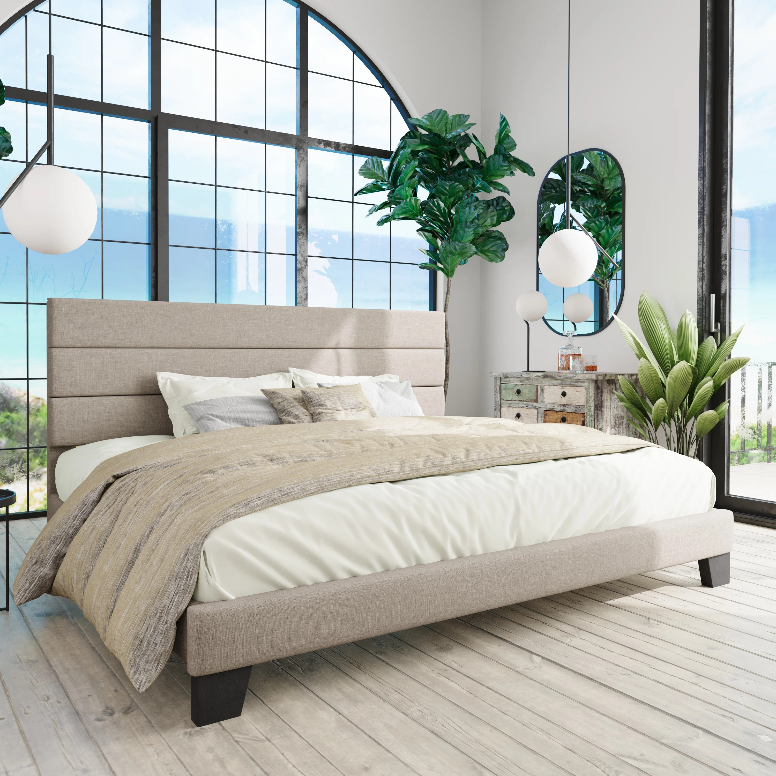 Elison Platform Bed with Fabric Upholstered Headboard and Wooden Slats | Wayfair North America