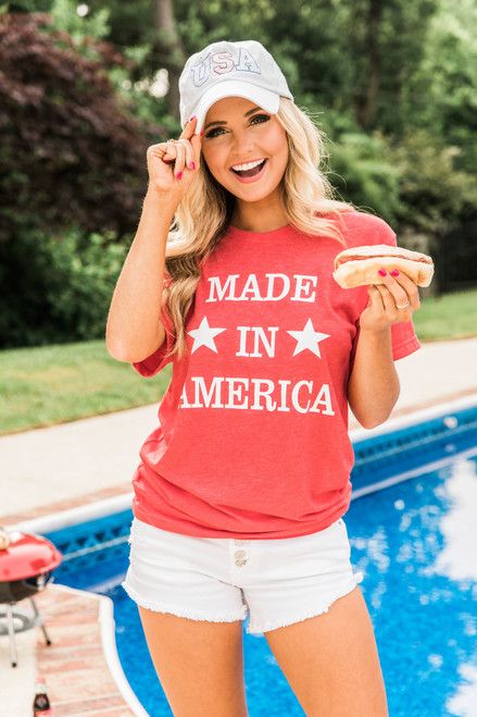 Made In America Red Graphic Tee | The Pink Lily Boutique