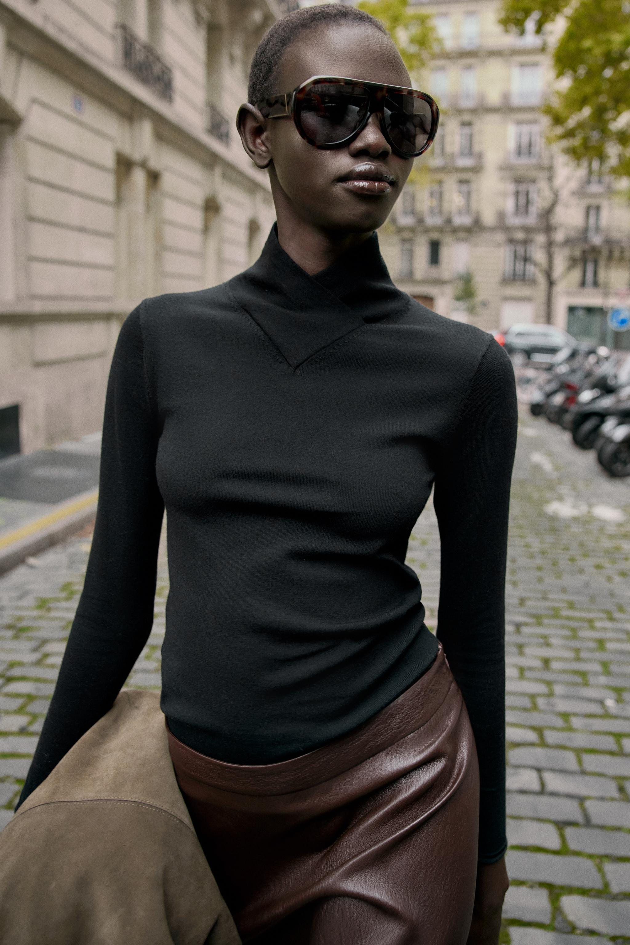 WOOL CROSSOVER HIGH NECK JUMPER | Zara US