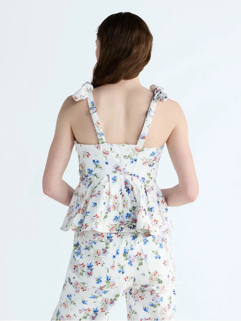 Free Assembly Women's Floral Sleeveless Peplum Top, Sizes XS-XXL | Walmart (US)